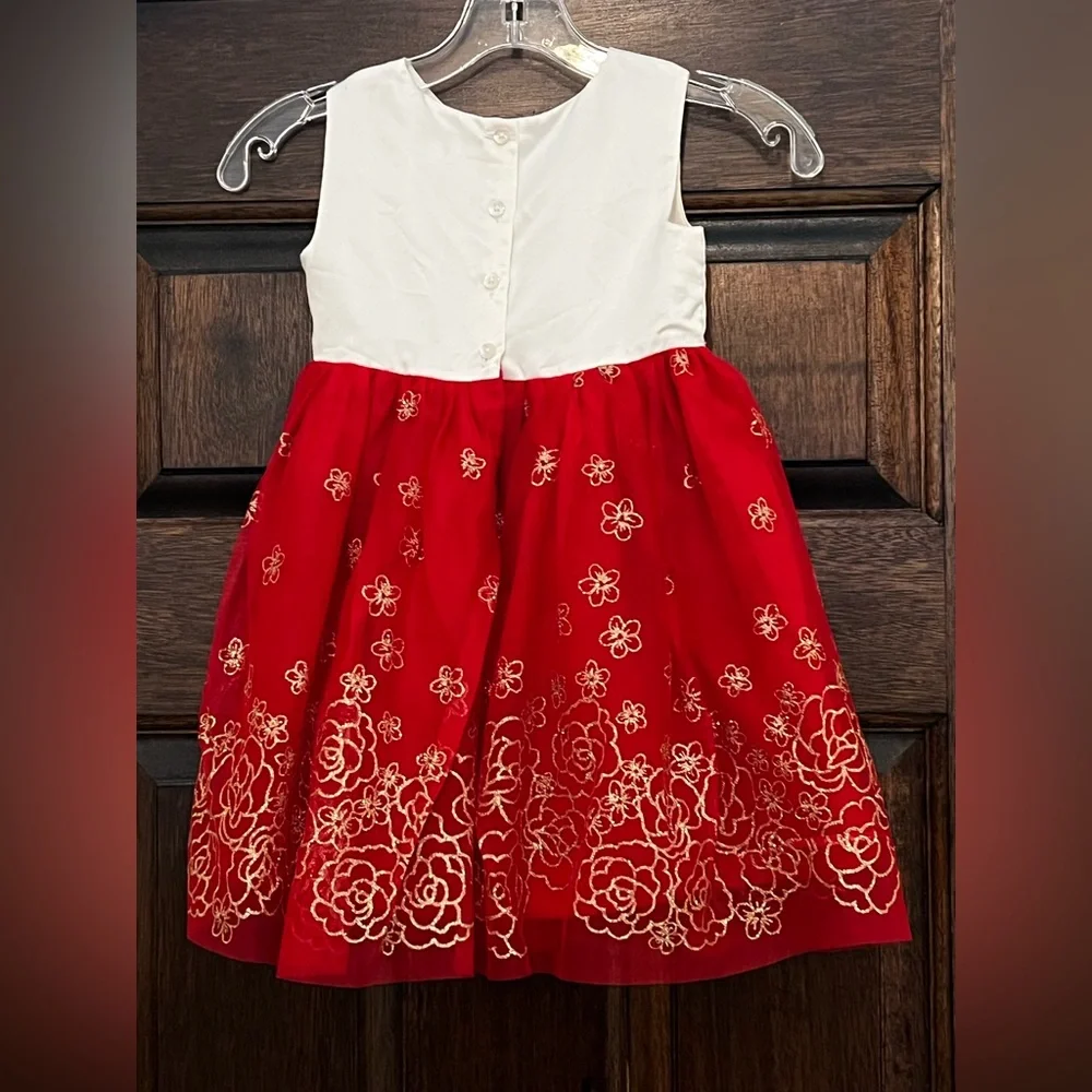 Blueberi Boulevard White and Red Floral Tulle Dress - Picture 4 of 7